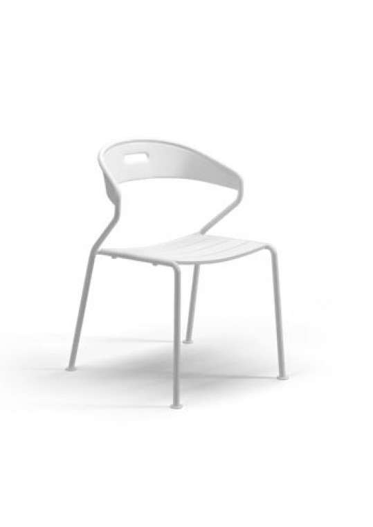 Curve Dining Chair Aluminium Slats - White